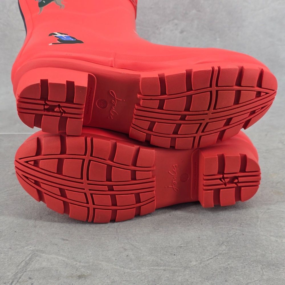 New Joules Rain Boots Mid Calf Molly Welly Print Hike Dogs Red Size US: 5 UK: 3 - Picture 7 of 12